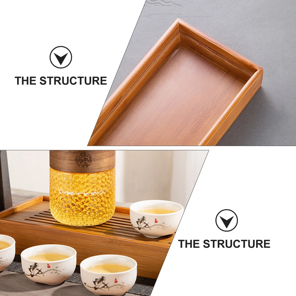 

1pc Bamboo Tray Japanese Style Drain Plate For Tea Rooms Restaurants Hotels Smooth Edges Easy Clean Charming Design