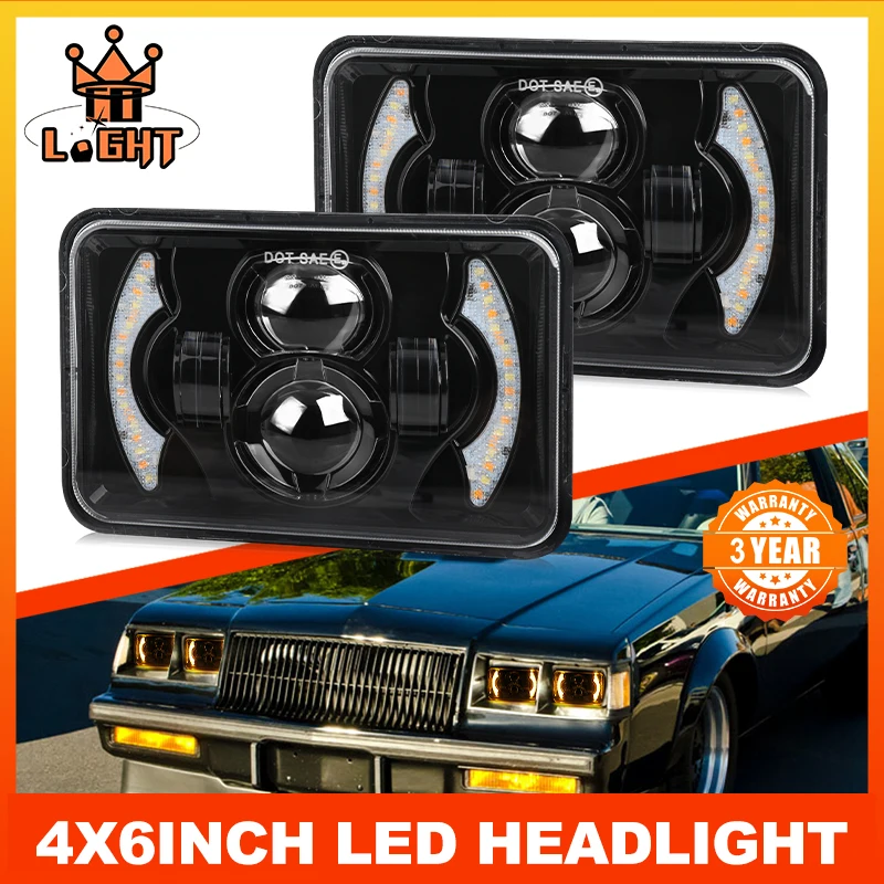 HAOLIDE Car Headlight 5x7/4x6 LED DRL Driving Light For Toyota Pickup Truck Hi-Lo Beam Halo Car Headlight 120W Car Accessories