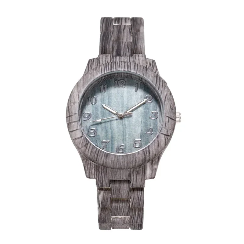 Montre à quartz anti-acier pour hommes et femmes, motif de bambou, numérique, créatif, bois de santal, mode