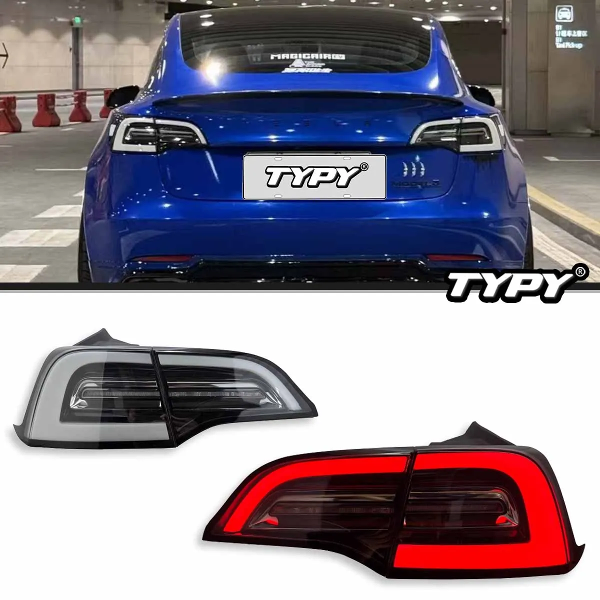 

TYPY автомобильные Стайлинговые фонари для Tesla Model Y/3 задний фонарь 2019-2024, обновление, модифицированный для нового DRL, динамический указатель поворота, светодиодный задний фонарь