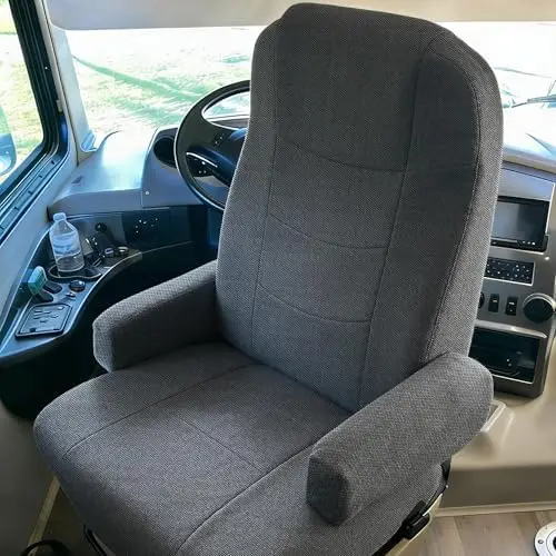 

2Pcs RV Captain Seat Covers with Armrest Pads, Stretchable Fit for Class A Motorhomes, Black