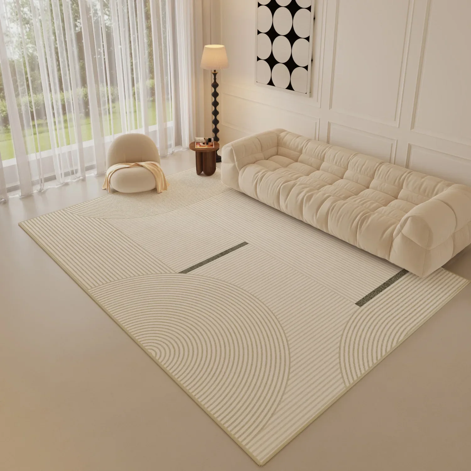 

Room Bedroom Carpet Simple Lines Homestay Dirt Resistant And Easy to Take Care