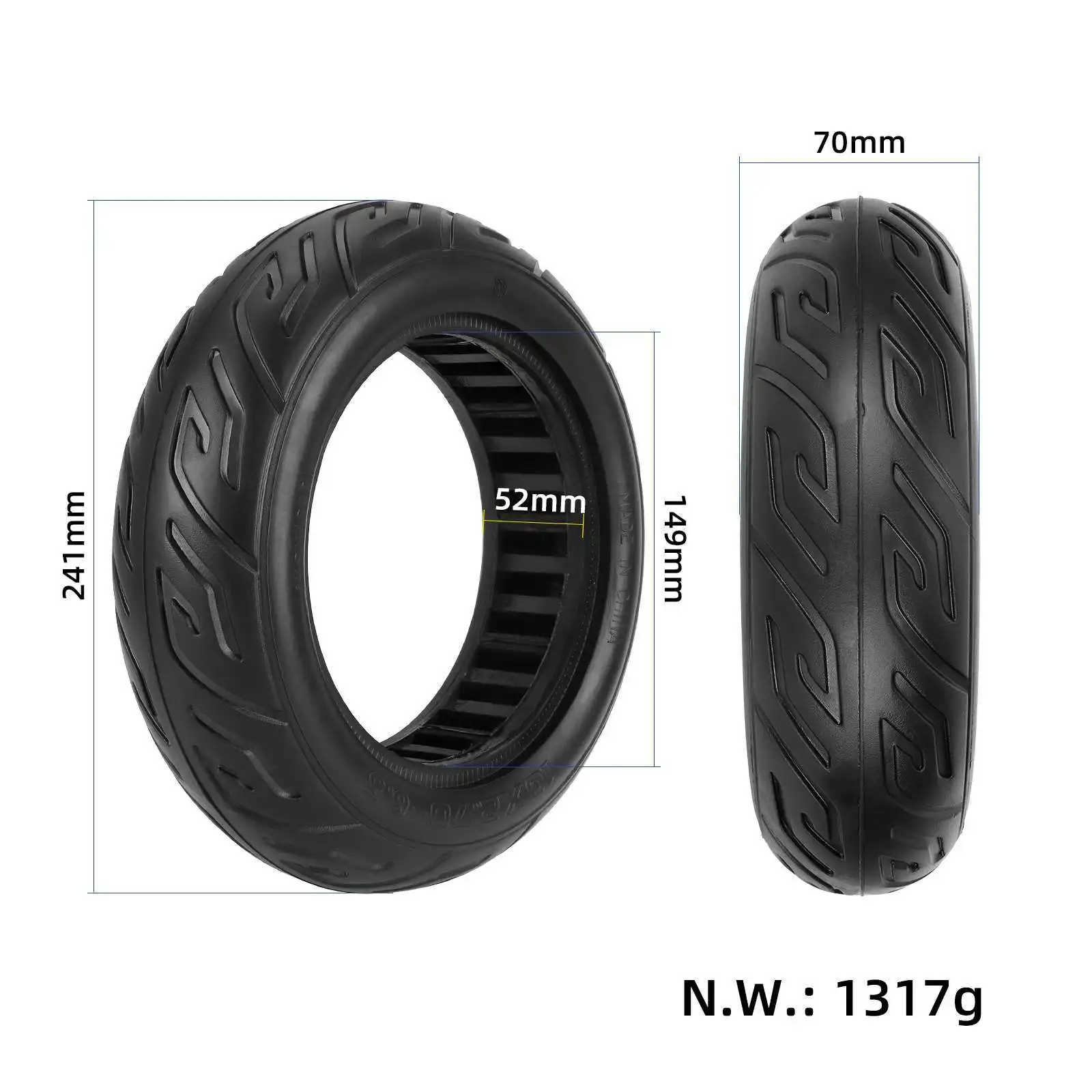 10 Inch 10*2.70-6.5 Road Solid Tire For SEALUP AERLANG Electric Scooter Explosion-proof Pneumatic Tubeless Tyre Parts