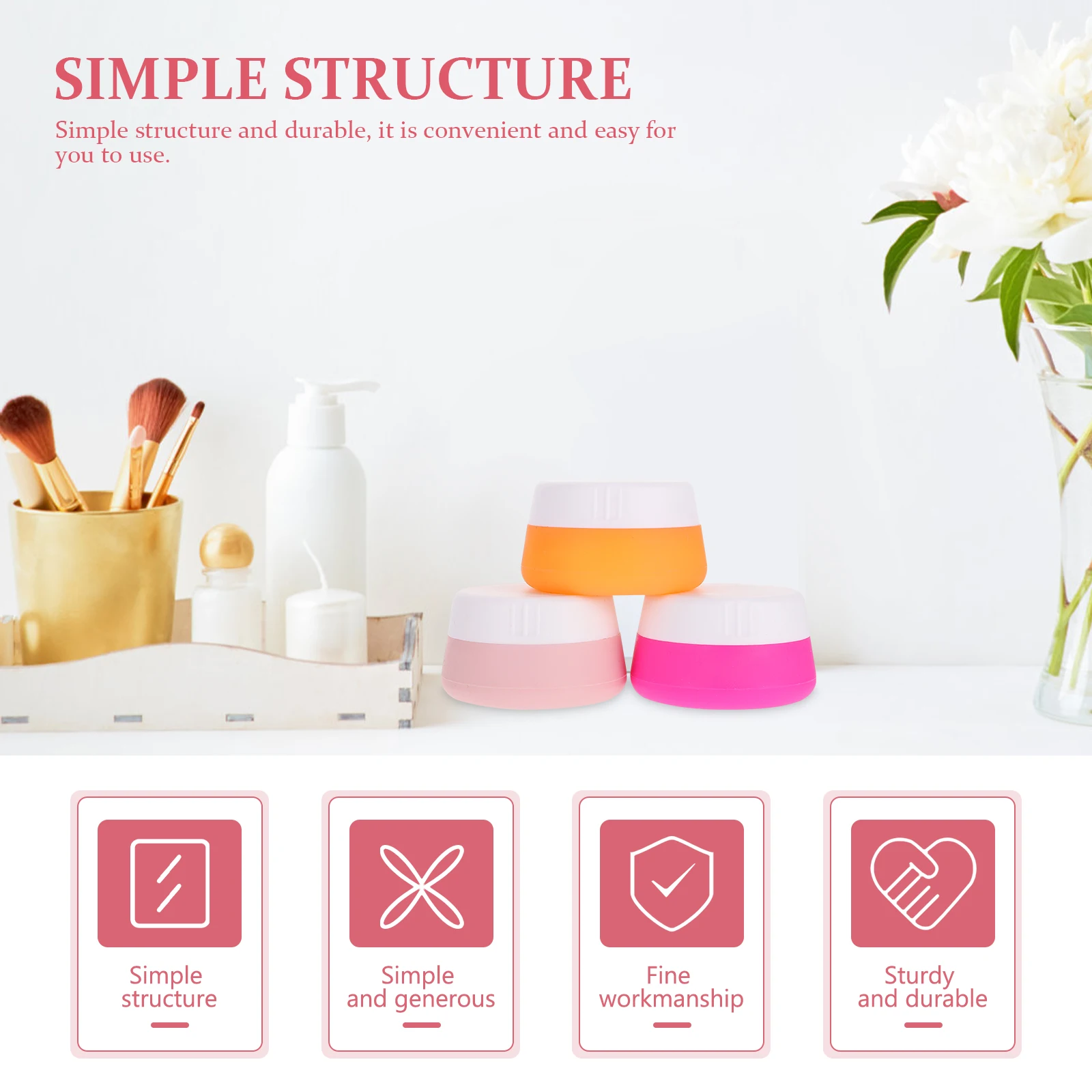 

3pcs Portable Jars Silicone Wear-Resistant Travel Containers Leakproof Multi-Function Sample Jar For Cream Lotion