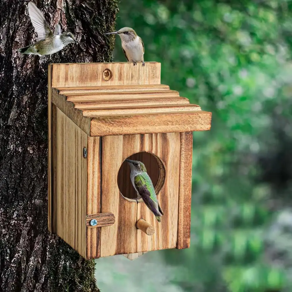 木製の鳥の家の前のドア、お手入れが簡単で詰め替え、簡単な洗浄用のオープナー