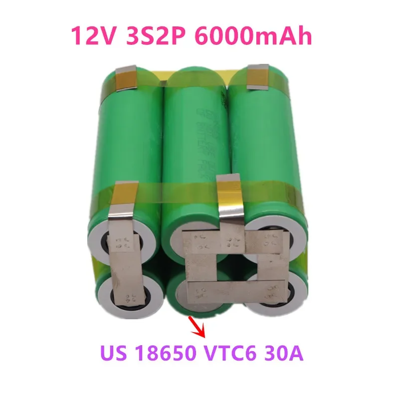 VTC6 18650 30A 12V-21V 6000mah 30 Amp, for screwdriver batteries, 3S1P 12.6 V welding rod, battery pack (adjustable)