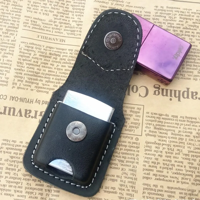 Genuine Leather Lighter Case Cowhide Custom Protective Sleeve Lighter Storage Holster Belt Bag Handmade for Zippo Lighter Shell