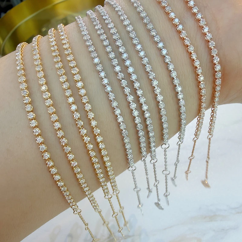 KUGG 100% 18K White/Yellow/Rose Gold Bracelet Fashion INS Style 0.85carat Real Natural Diamond Bracelet for Women Fine Jewelry