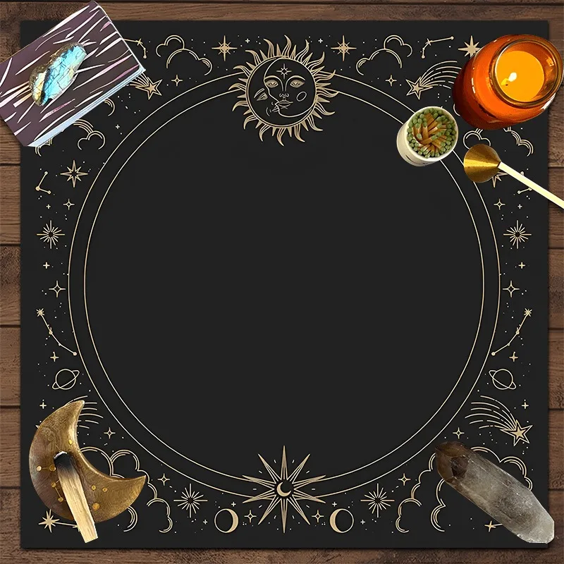 Sun & Moon Altar Cloth Tarot Table Cloth Geometric Star Starry Sky Constellation Divination Cloth Witchcraft Astrology Decor