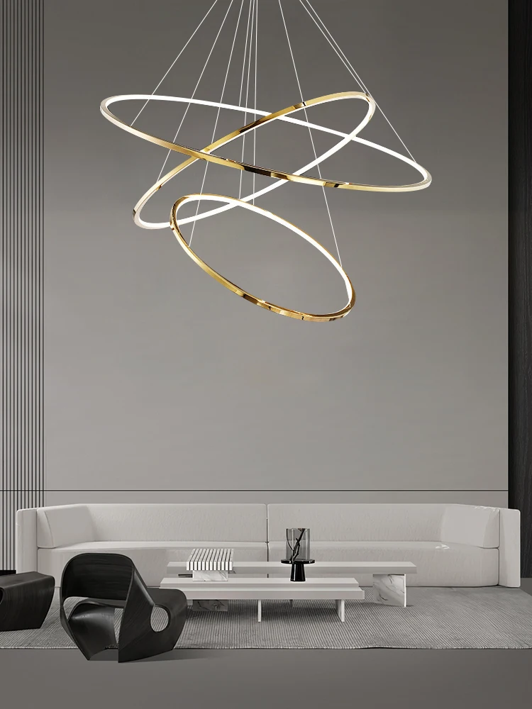 

Modern Minimalism Ring Led Pendant Lights Gold Circle Foyer Living Room Chandelier Dimmable Bedroom Hanging Lamp Lustre Fixtures