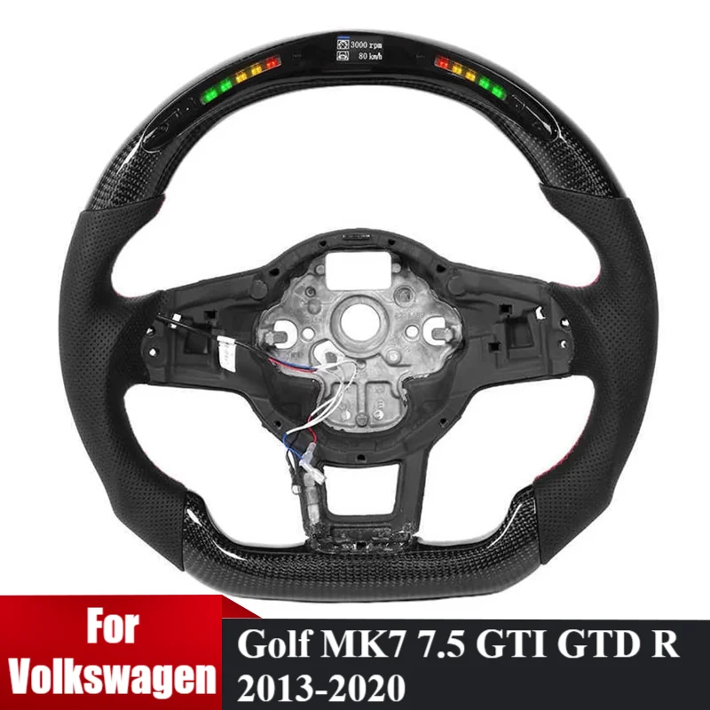 

Carbon Fiber LED Steering Wheel For VW Golf MK7 7.5 GTI GTD R 2013-2020 Polo GTI Tiguan Passat Perforated Leather Steering Wheel