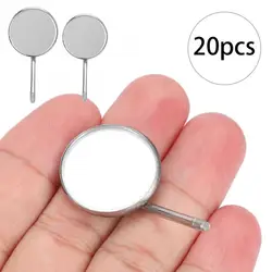 20Pcs Dental Mouth Mirror Head Stainless Steel Detachable Odontoscope Mirror Head Dental Oral Care Tool  Mirror Handle Accessory