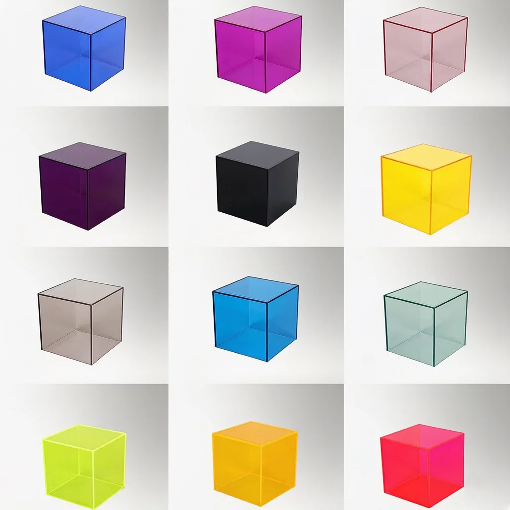 Customized Colorful 6x6cm Acrylic Cube Box Display Stand Rack for Cosmetics Jewelry Figures Toys Collectibles Display Riser Tray