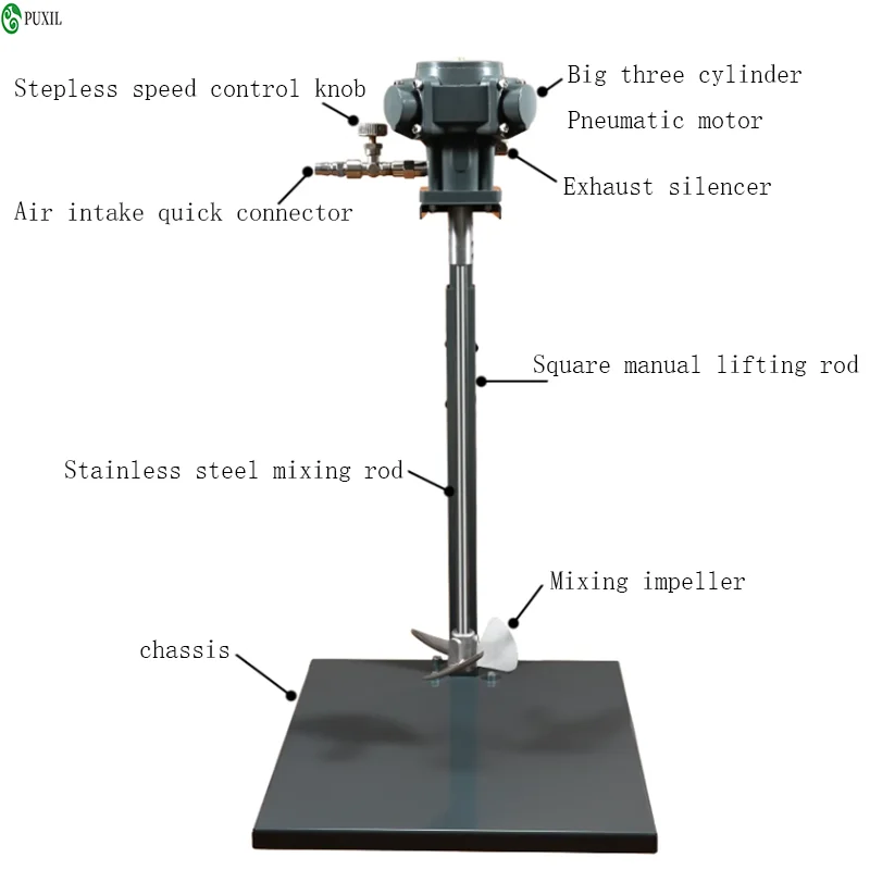 5 Gallon Mixer With Stainless Steel Impeller Pneumatic Mixer Manual Lift Paint Mixer Machine Mixing Paint Tool