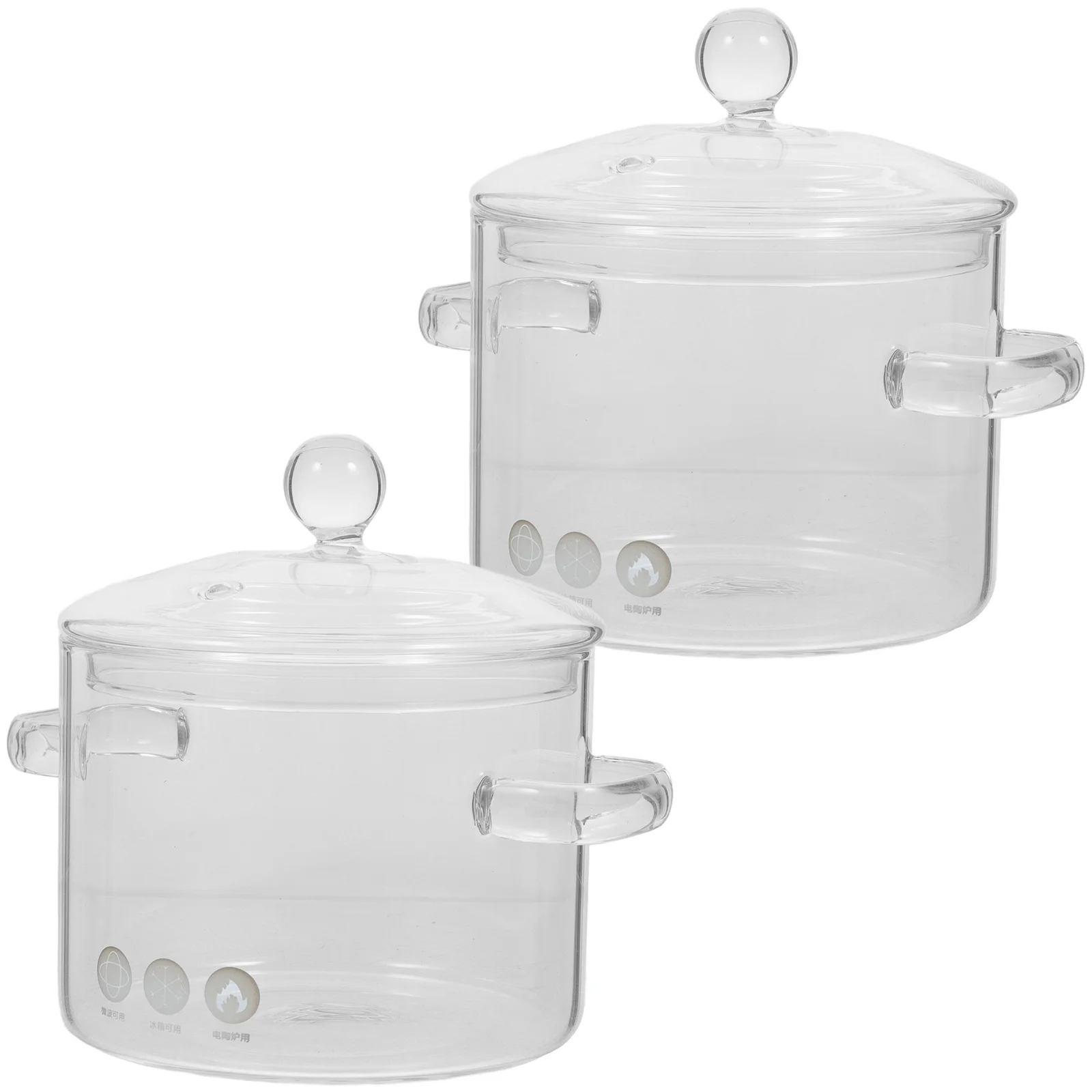

2Pcs Premium Glass Stew Pot Ergonomic Handles Heat Resistant for Soup Noodle Cooking Transparent Design Home Kitchen