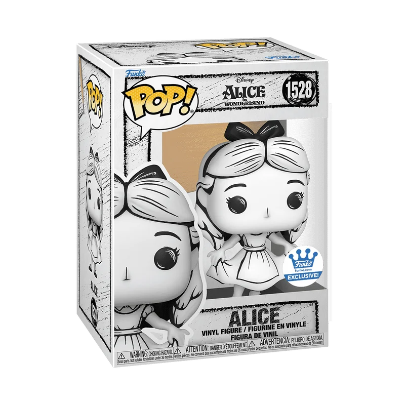 Funko Pop Disney Alice Model Movie Cartoon Toys Collectibles Black White Sketched Style Kid Girl Car Ornament Doll Festival Gift