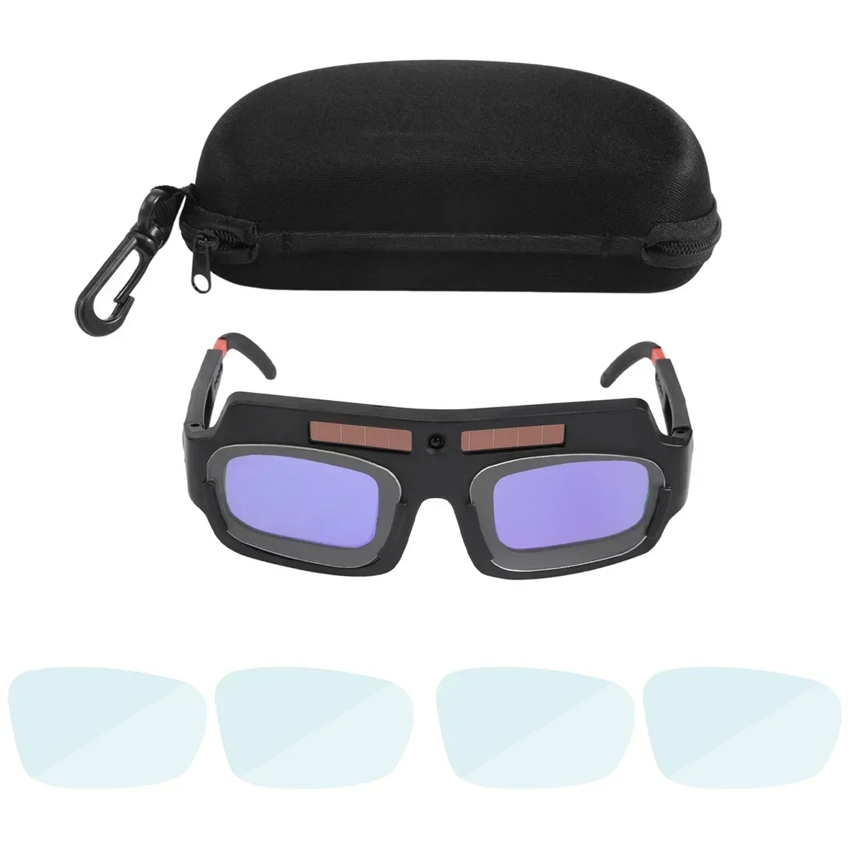 Mask Lens Auto Welder Welding Darkening Powered Anti-shock Arc With Storage Solar Helmet Case Goggles Glasses