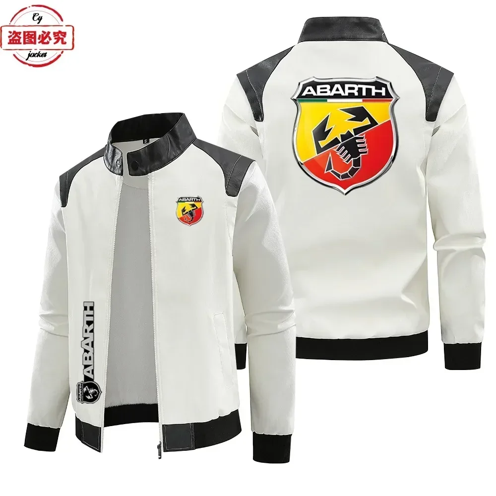 

Кожаная куртка с логотипом ABARTH, ретро-куртка из искусственной кожи, ветрозащитная мужская куртка для осени и зимы, рабочая одежда ABARTH