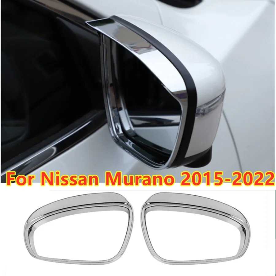 

2X Chrome Side Mirror Rain Eyebrow Cover Trim Decor For Nissan Murano 2015-2022