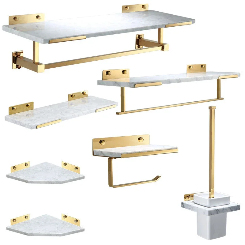 

Unique Design Marble Bathroom Accessories Gold Bathroom Towel Rack Set