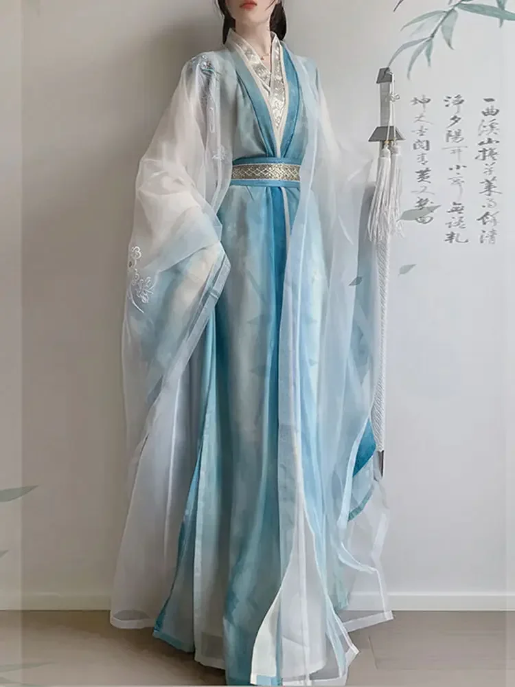 Chinese Style Hanfu Tang Style Long Sleeved Shirt Heavy Embroidery Daily Chinese Style Traditional Dress