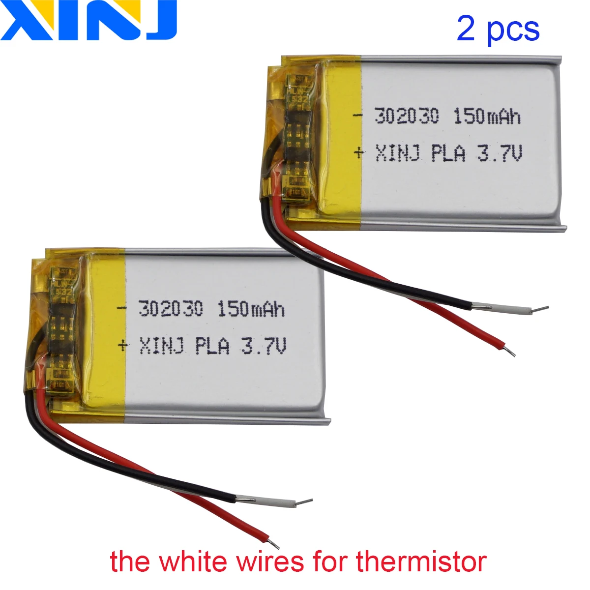 2pcs 3.7V 150mAh Li-Polymer Rechargeable Li Lithium Battery 302030 Thermistor 3-Wires For Bluetooth Speaker GPS Driving Recorder