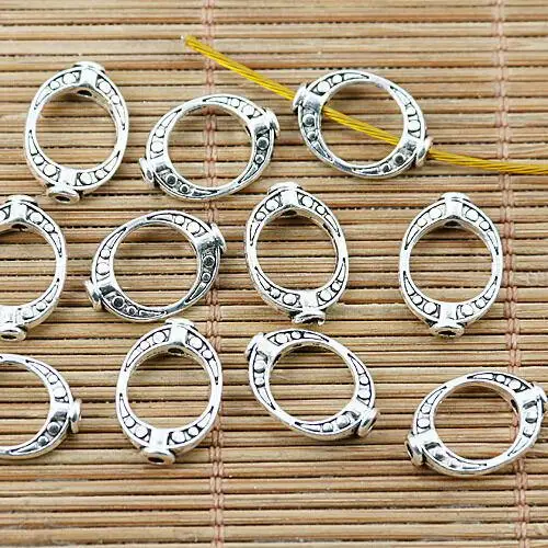 50pcs 15*10.7mm tibetan silver 2sided oval frame charms EF1415