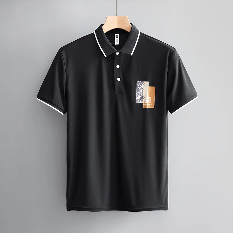 

2024 new summer ice high-end polo shirt men's short sleeve fashion brand printing lapel t-shirt casual men's clothing