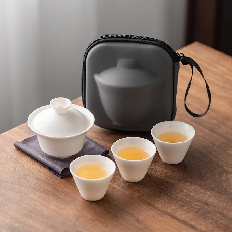 

Jade Porcelain Outdoor Travel Tea Set Quick Cup Portable Ceramic