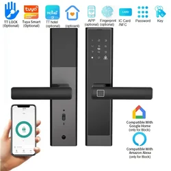 Smart Door Locks Tuya WIFI Remote Unlock Fingerprint Password IC Card NFC Key Remote Control Unlock TTlock Work with Google Home