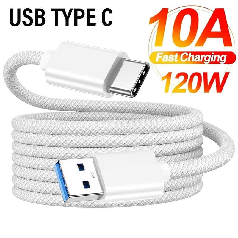 Для IPhone 16 15 Pro Max iPad USB Type C Плетеный шнур передачи данных Линия 120 Вт Кабель для быстрой зарядки зарядного устройства Провод USB-C