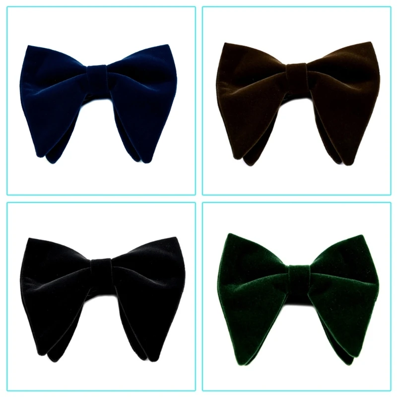 Mens Vintage Double Layer Pre-Tied Handmade Bow Tie Glitter Solid Color f