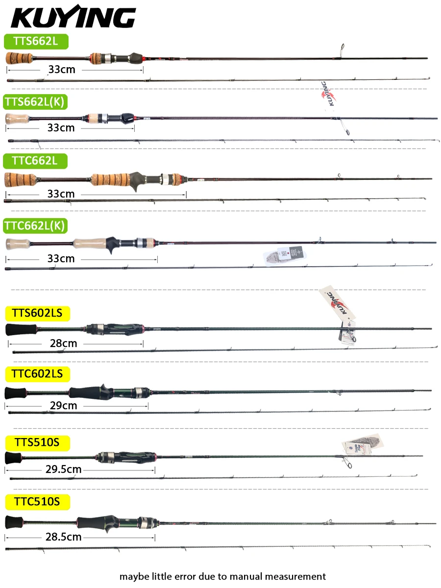 KUYING TETON Baitcasting Spinning Angelrute 5'2"-6'6" Ultraleichte Toray-Carbonfaser mit FUJI-Teilen für Forellen in Flüssen und Seen – Detail 5