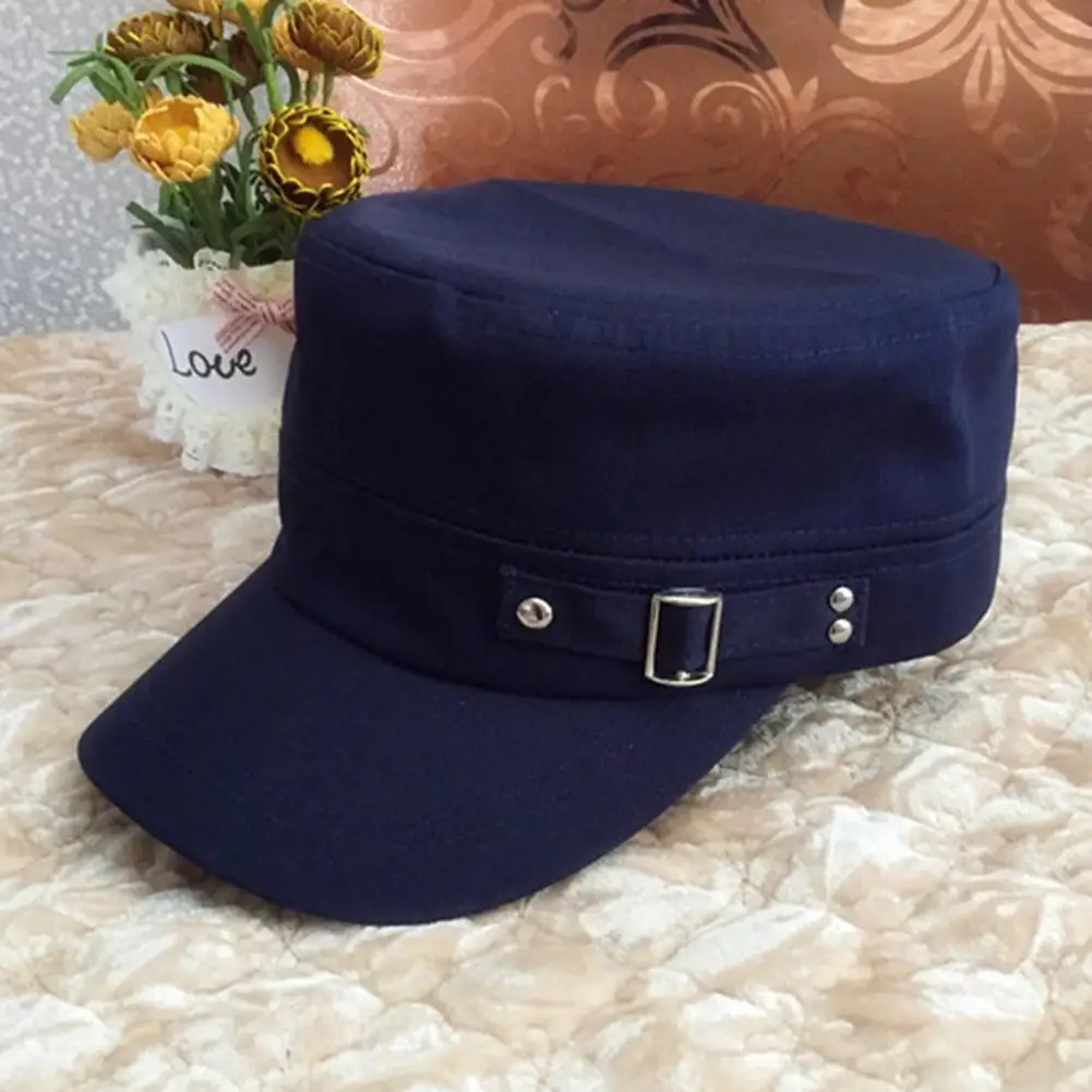 Unisex Flat Top Solid Baseball Caps Cotton Cadet Cap Boy Hunting Cap Male Summer Black Dad Hats Adjustable Vintage Baseball Cap