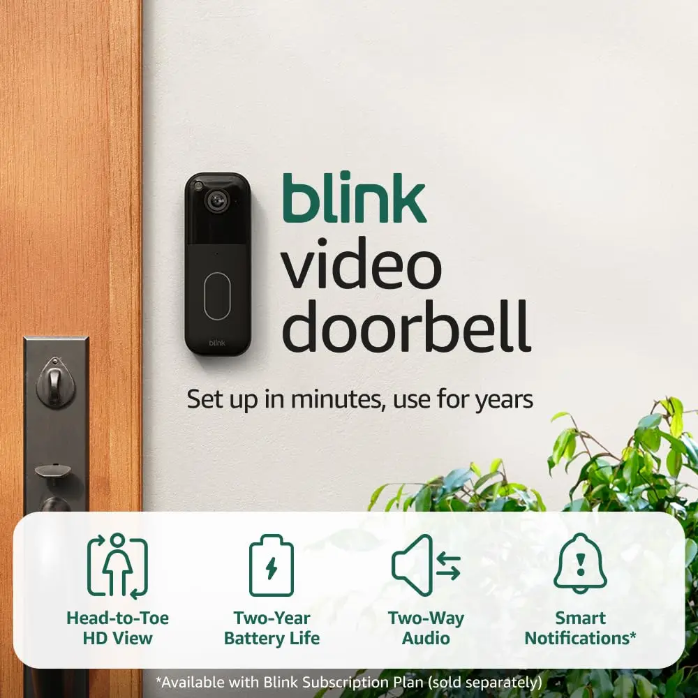 

Smart Video Doorbell: HD View, 2-Year Battery, Easy Setup with Sync Module (Black)