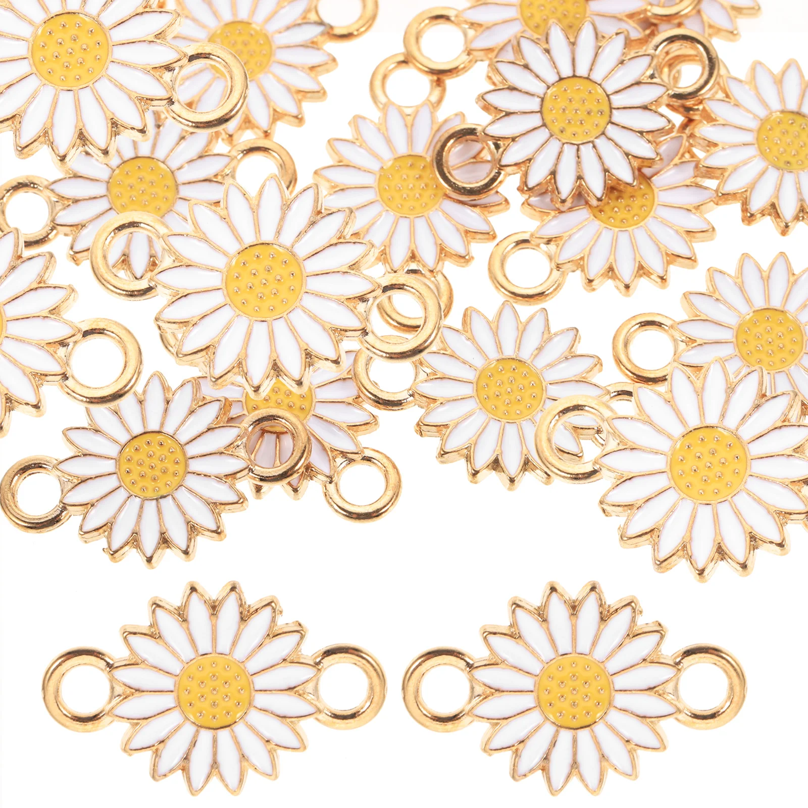 20 Pcs Flowers The Alloy Jewelry Plant Decor Enamel Pendant Sunflower Beads Accessory