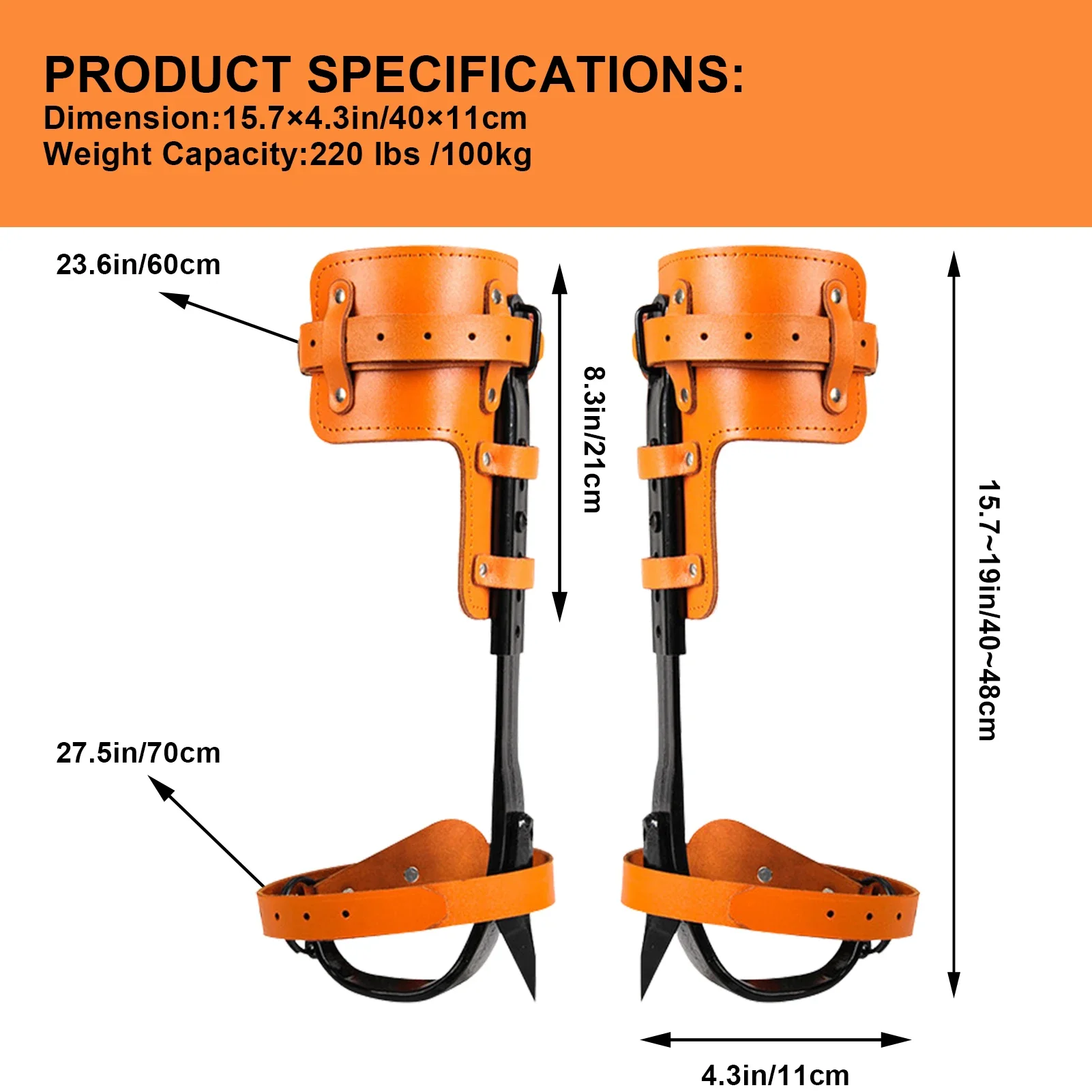 Thickened Adjustable Tree Climbing Spikes Stand-up Tree Climbing Spurs Integrated Tree Climbing Tool for Climber Logging Hunting