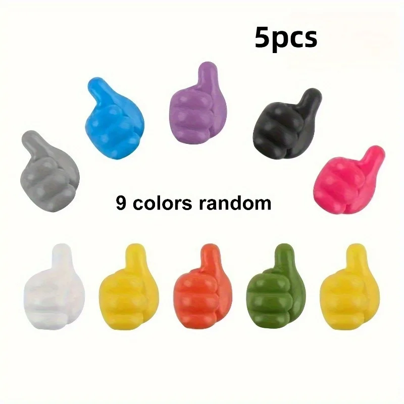 5pcs Hand shaped rubber hook - car interior decoration and data cable storage fixed cable organizer, random color