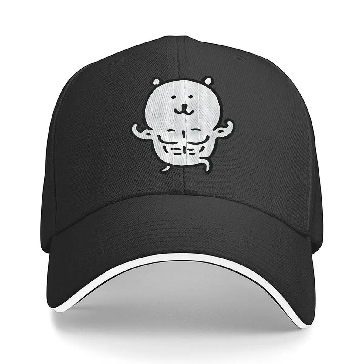 Funny Muscle Bear Cartoon Graphic Sandwich Baseball Cap