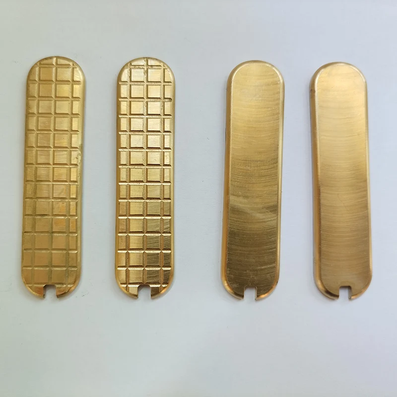 Latão Knife Grip Handle Patches para Victorinox, facas do exército suíço, cut-out, creme dental Pinças, DIY Parte, 2 Tipos, CNC, 58 milímetros