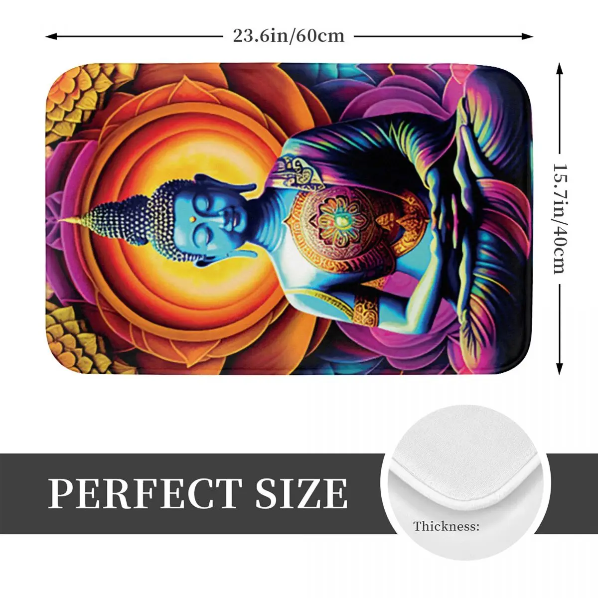 Buddha Mandala Flower Non-slip Doormat Floor Mat Sand Scraping Carpet Rug for Kitchen Entrance Home Bathroom Footpad Mats