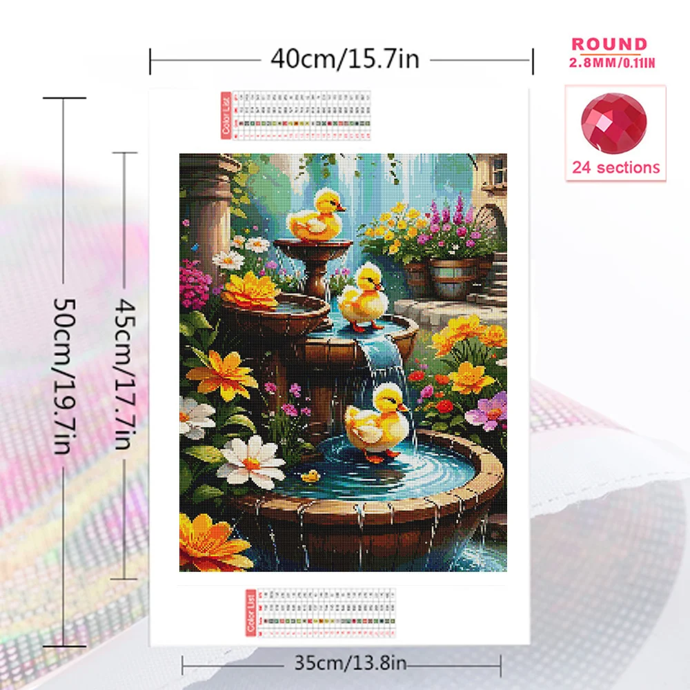 Evershine Duck Diamond Embroidery Animal Full Square Round DIY Mosaic Pool Landscape Painting Wall Decoration