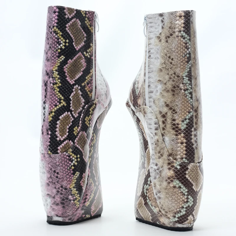 

7inch High Heel Platform Snake pattern Fetish Sexy Ankle Ballet Heels Boots Unisex size36-46
