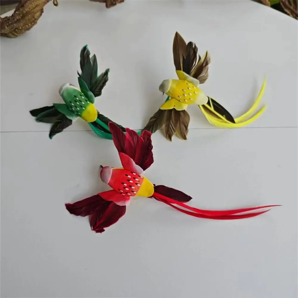 6 قطعة سهلة لتزيين ريشة اصطناعية محاكاة تمثال الطيور اللوحة 6 ألوان الطائر الطنان الملونة لطيف الطيور الشكل حديقة #4