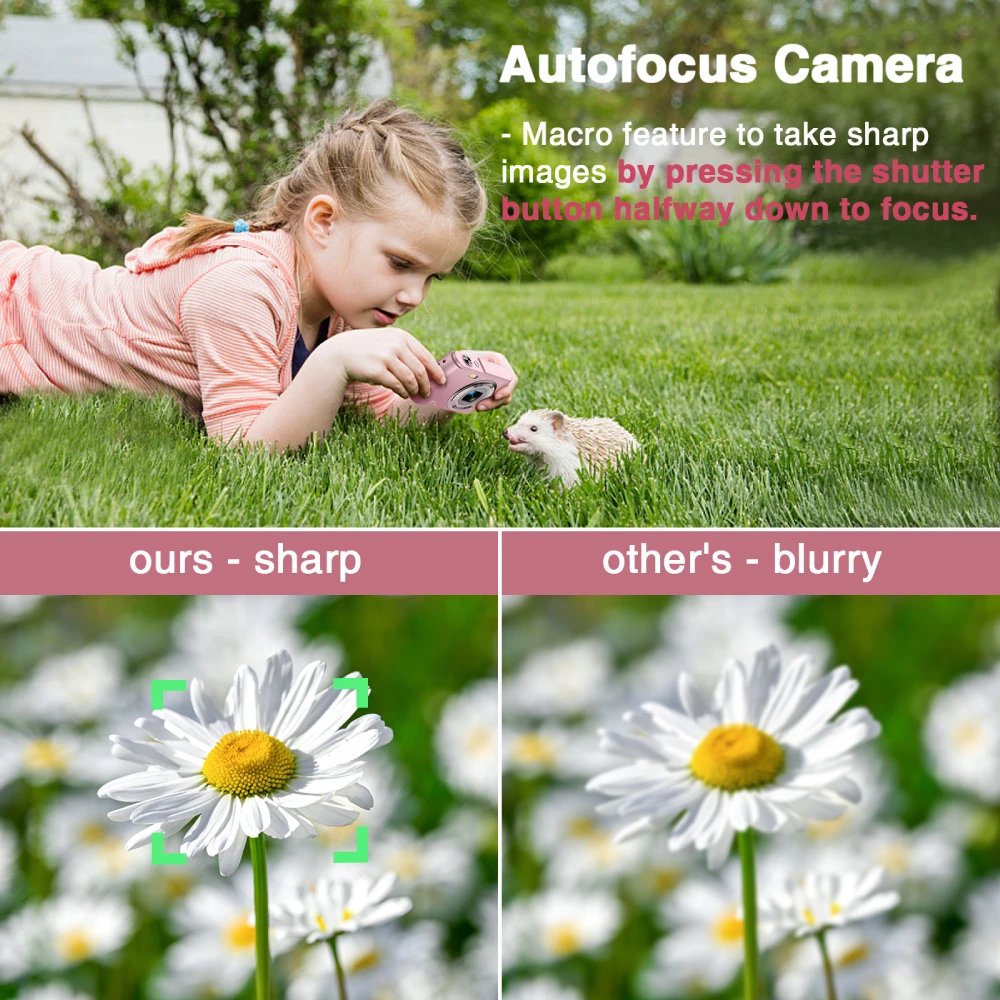 Digital Camera 1080P 48MP Autofocus Digital Camera for Beginners Video Camera with 32GB Memory Card 16X Digital Zoom Compact Cam