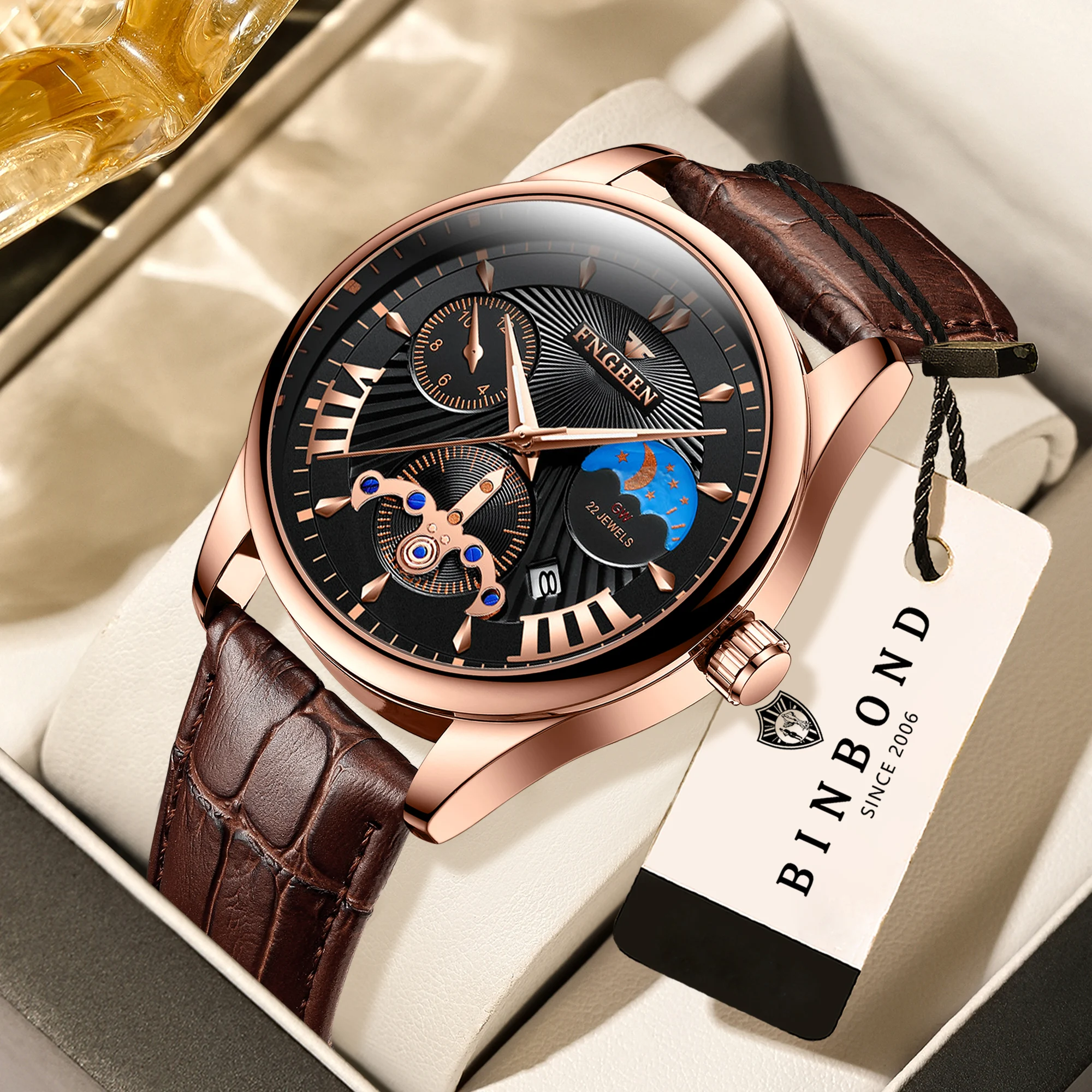 

BINBOND Luxury Sturdy Accurate quartz wristwatches luminous waterproof auto date men's watch business sport fashion casual reloj