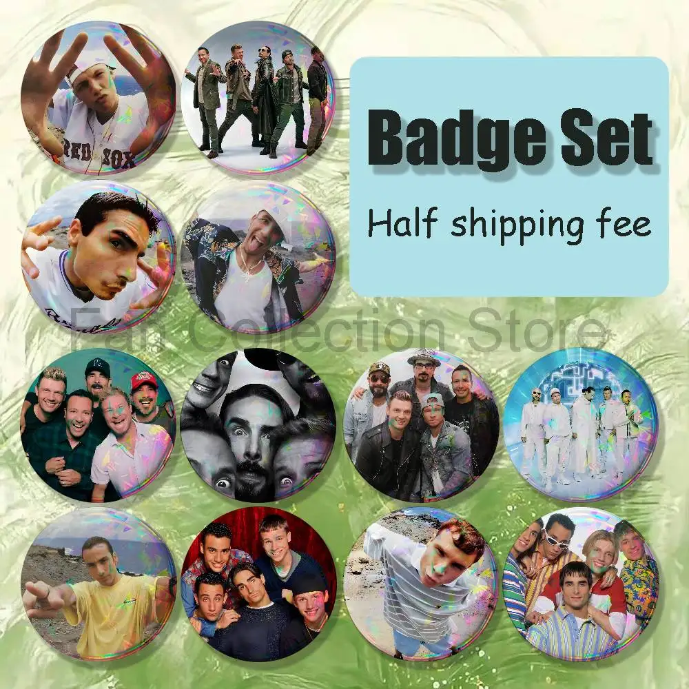 B-Backstreet Boy Band Brooches for Backpack Accessories 25,32,44,58,75mm Round Enamel Pins 4-piece