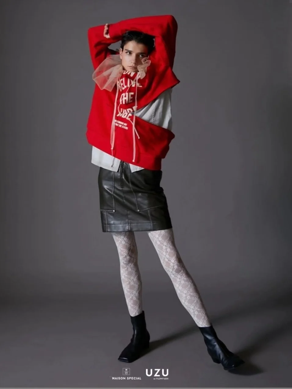 Meias de Renda de Cintura Alta em Camadas Sexy, Meias Japonesas Dymentational com Camada Base para Mulheres