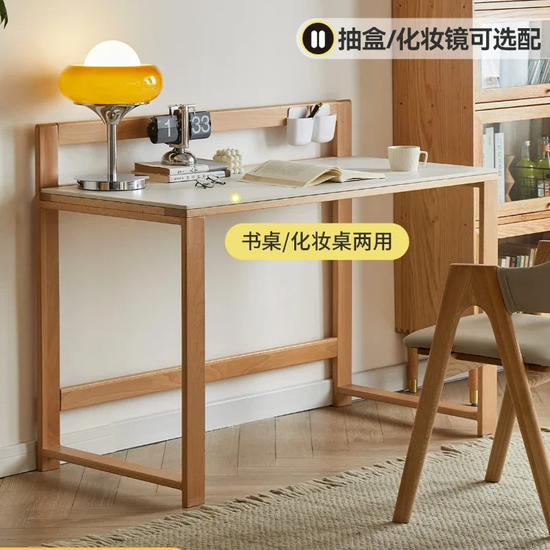 

Solid Wood Desk Bedroom Makeup Table Light Luxury Stone Plate Modern Desk Study Simple Computer Desk