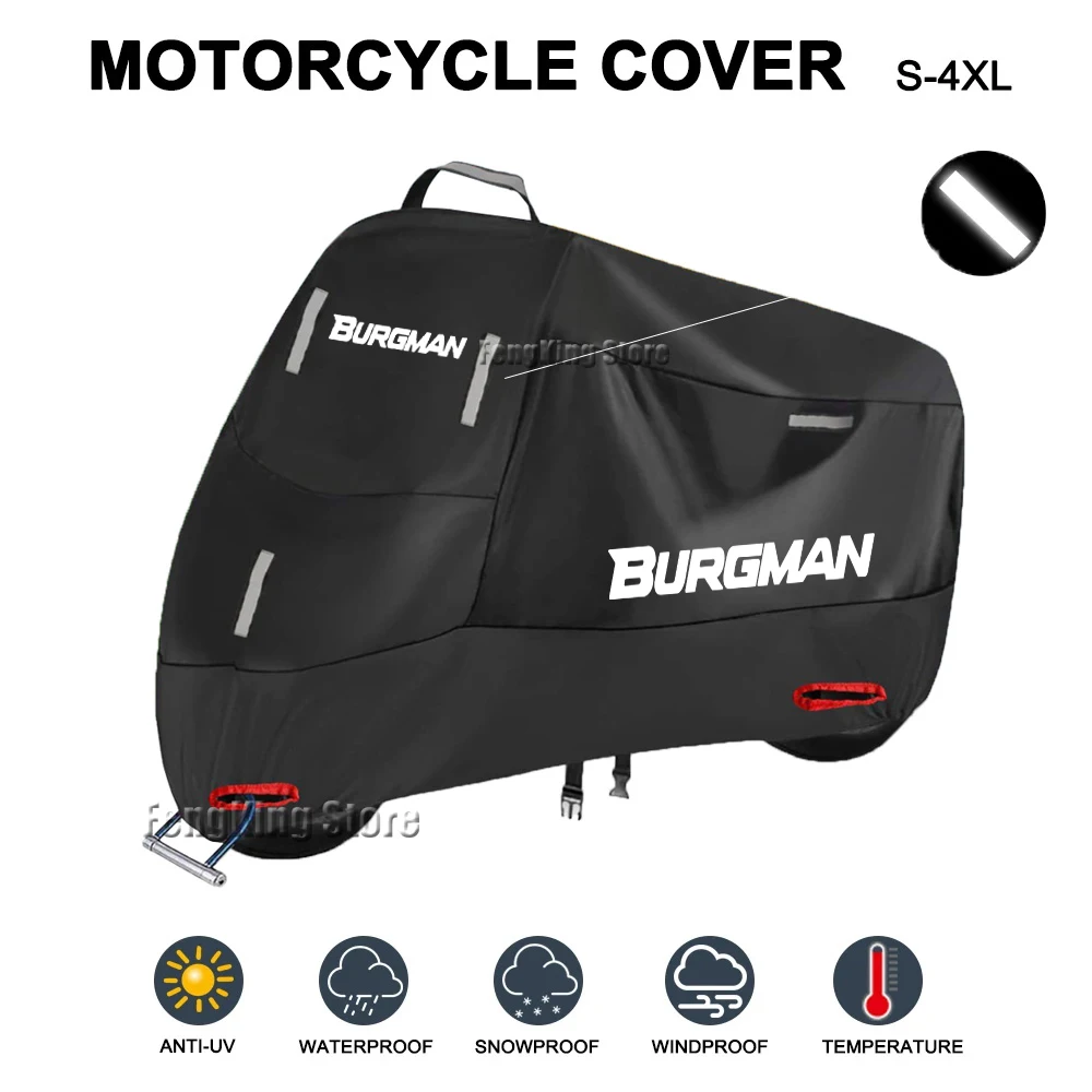 

Motorcycle Cover Waterproof Outdoor Scooter UV Protector Rain Cover For SUZUKI Burgman 400 650 125 AN400 AN650 AN SKYWAVE 400